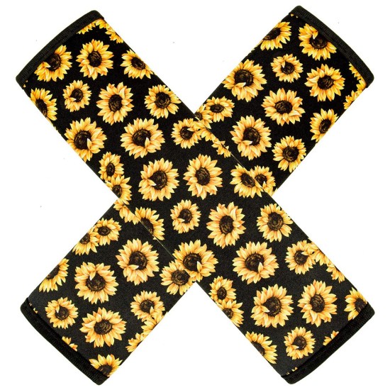 Sunflower Seat Belt Shoulder Pads  Car Accessories for Women Girl 4pcs