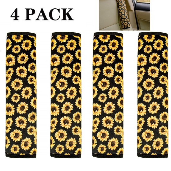 Sunflower Seat Belt Shoulder Pads  Car Accessories for Women Girl 4pcs