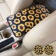 Vehicle Center Console Armrest Cover Pad Universal Fit Soft Stylish Sunflowers Pattern Comfort Center Console Armrest Cushion Armrest + 2 coasters