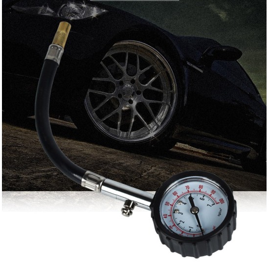 Long Tube Tire Pressure Gauge Meter High-precision Tyre Air Pressure Tester For Car Motorcycle Universal Black_0-7kg/cm\u00b2(0-100psi))