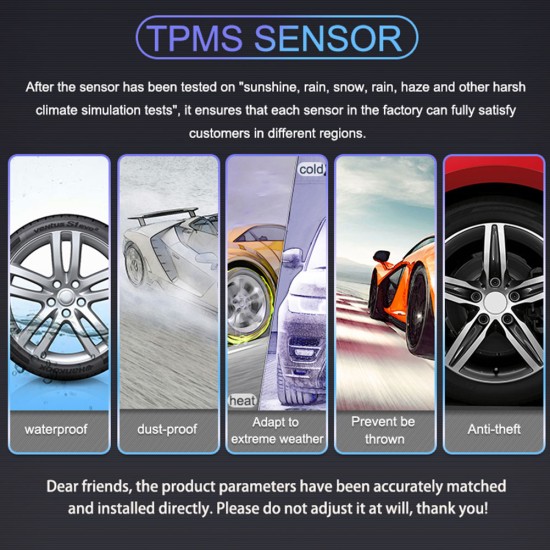 TPMS Car Wireless Tire Pressure for RV Bus Monitoring System 6 wheels tire pressure LCD monitor system with 6 External sensors Silver black