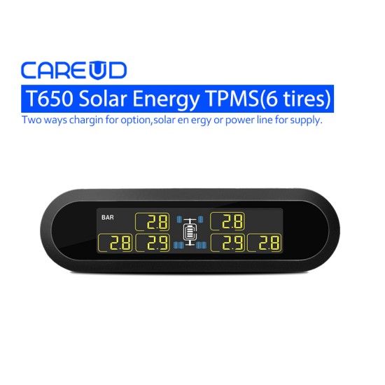 TPMS Tire Pressure Monitoring System Super LCD Universal for 6 Wheels Bus Van with 6 Sensors black_T650