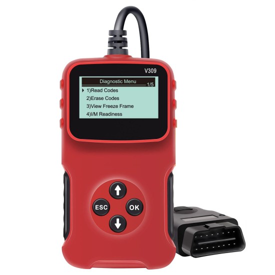 V309 Car  Fault  Detector Elm327 Obd2 Car Diagnostic Tool Code Reading Card Red black