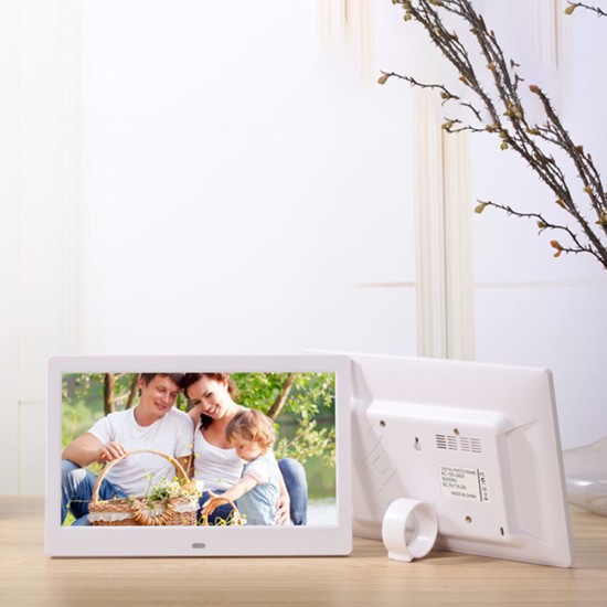 10.1 Inch Widescreen Digital Photo Frame HD Ultra-Thin LED Electronic Photo Album LCD Photo Frame-White AU Plug