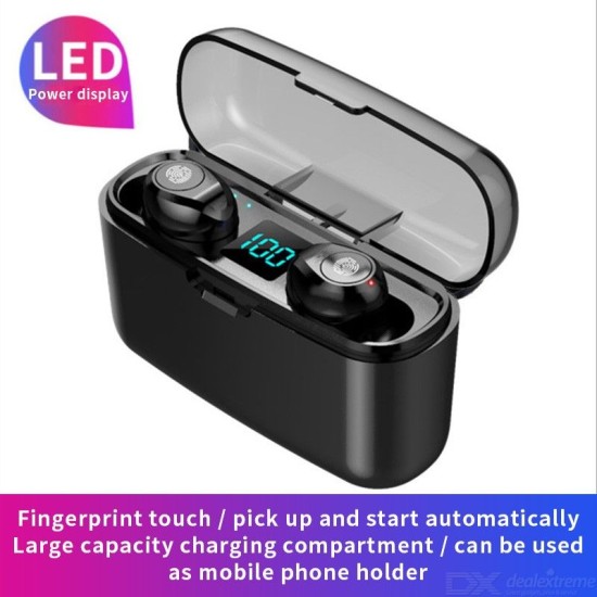 F9-3 Bluetooth Wireless Earbuds Bluetooth 5.0 EDR In-Ear Earphones W/1PC 1200mAh Charging Case - Free shipping - DealExtreme