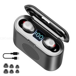 F9 3-in-1 Wireless Bluetooth Headset TWS Binaural Earbuds With LED Display 2000mAh Charging Box Mini Speaker Power Bank - Free shipping - DealExtreme