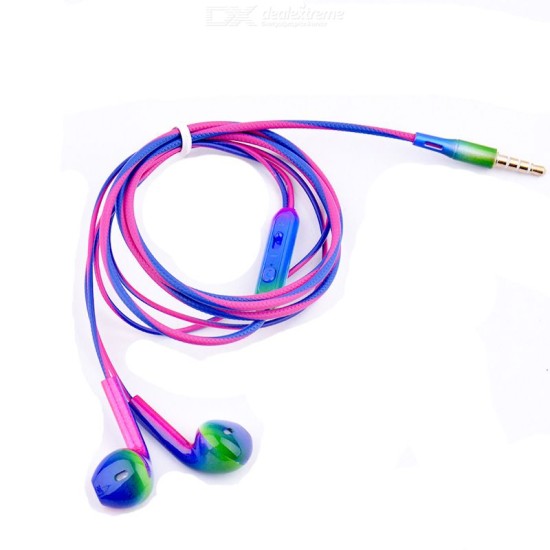 Gradient Color Headphone Wired In-ear Headphone Deep Bass Earbuds Fashion Music Headphone Wired Control Calling Headphone - Free shipping - DealExtreme