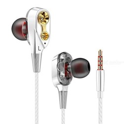 In-ear Headset Quad-Core Double Headphones Moving Earpiece Ring Headphone - Free shipping - DealExtreme