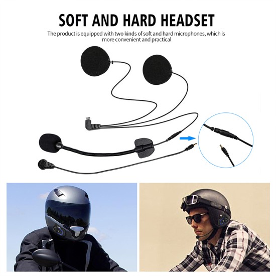 1 set Motorcycle Helmet Bluetooth-compatible Headset S2 Double Intercom Headphones Hands-free blue