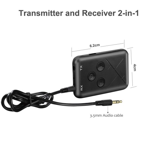 2 in 1 Bluetooth 4.2 Transmitter 3.5mm Audio Wireless Bluetooth Transmitter Receiver Adapter black