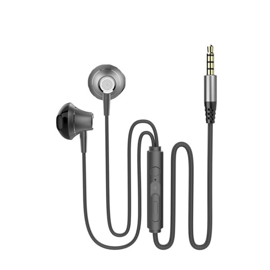 3.5mm Earbuds Stereo Earphone In-ear Music Headphones Hifi Bass Headset with Microphone Titanium-Color