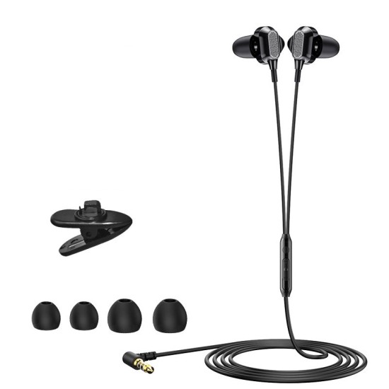 3.5mm Earphone 90 Degrees Volume Wire Control In-ear Subwoofer Music Gaming Earbuds Black