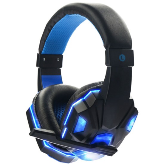 3.5mm Earphone Gaming Headset Gamer Stereo Gaming Headphone with Microphone LED Black and blue