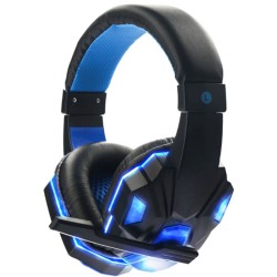 3.5mm Earphone Gaming Headset Gamer Stereo Gaming Headphone with Microphone LED Black and blue