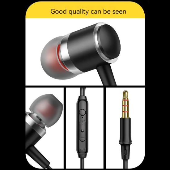 3.5mm in Ear Headset Bass Music Earphones Wire-controlled Smart Calling Headphones with Microphone for Android V2 Silver