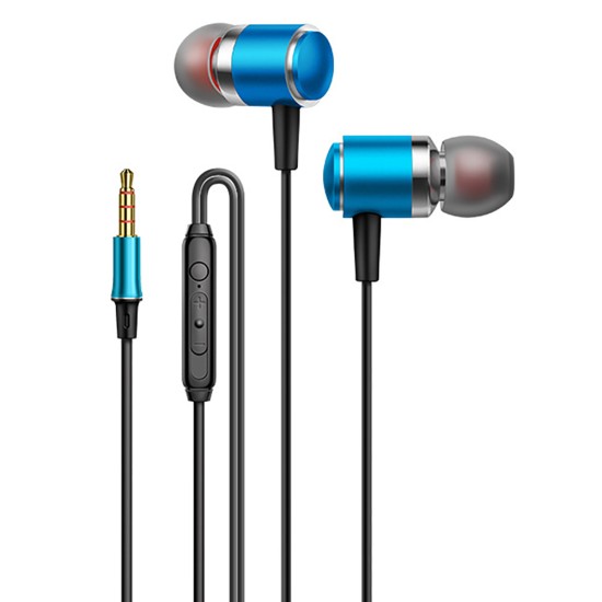 3.5mm in Ear Headset Bass Music Earphones Wire-controlled Smart Calling Headphones with Microphone for Android V2 Black