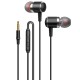 3.5mm in Ear Headset Bass Music Earphones Wire-controlled Smart Calling Headphones with Microphone for Android V2 Black