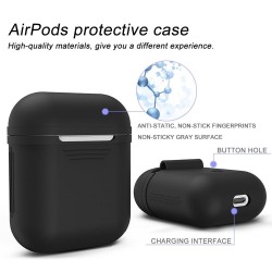 6 Pcs/Set Silicone Protective Cover & Receiving box & Anti Lost Strap & Ear Cover Hooks for Apple AirPods Case Blue Color