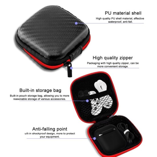 6 Pcs/Set Silicone Protective Cover & Receiving box & Anti Lost Strap & Ear Cover Hooks for Apple AirPods Case Black Color