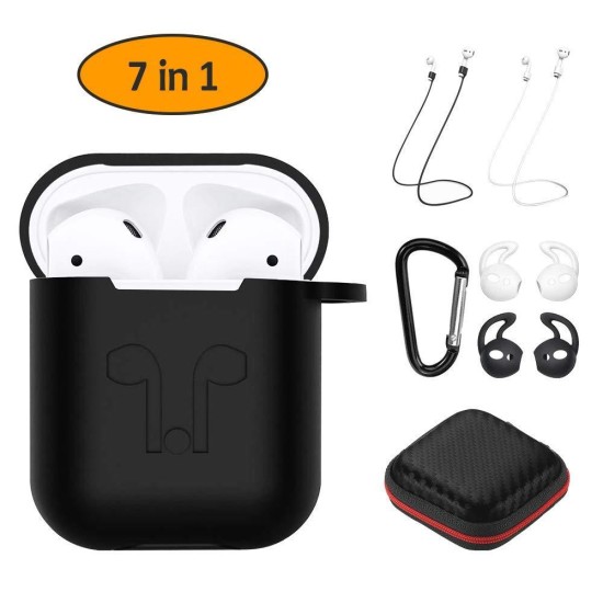 7 in 1 Strap Holder & Silicone Case Cover for Apple Airpods Air Pod Earpods Accessories