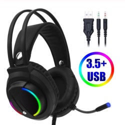 7.1 Head-mounted Headphones Surround Sound Usb 3.5 Mm with Cable and Optical Rgb for Tablet / Pc /xbox / Ps4 3.5MM+USB interface