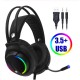 7.1 Head-mounted Headphones Surround Sound Usb 3.5 Mm with Cable and Optical Rgb for Tablet / Pc /xbox / Ps4 3.5MM+USB interface