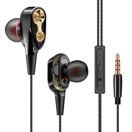 7D HIFI In-Ear Earphone Dual Dynamaic Driver Super Bass Stereo Headset Headphone black