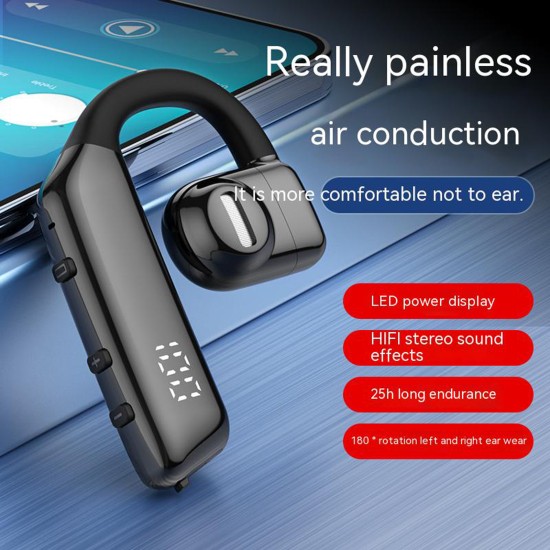 Air Conduction Single Ear Earhook Headset Wireless Bluetooth 5.2 Headphones Sports Earphones Black