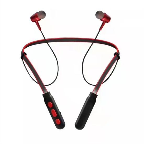 B11 Binaural Bluetooth Headset Hanging Neck Magnetic Earphones Wireless Sports Headphones with Mic Red