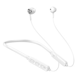 B6 Wireless Bluetooth 5.1 Earphones Binaural Hanging Neck Headset Universal Sport Earbuds Headphones with Mic White