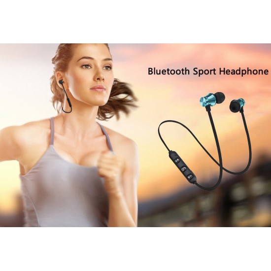 Bluetooth 4.2 Stereo Earphone Headset Wireless Magnetic In-Ear Earbuds  -Blue