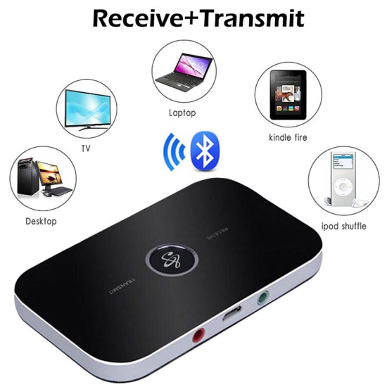 Bluetooth 5.0 Audio Receiver Transmitter 2 IN 1 RCA 3.5MM 3.5 AUX Jack USB Stereo Music Wire black