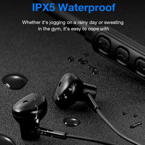 Bluetooth 5.0 Wireless Headset Hanging Neck Running Sports Earbud Noise Reduction Binaural Earphone A10 Black