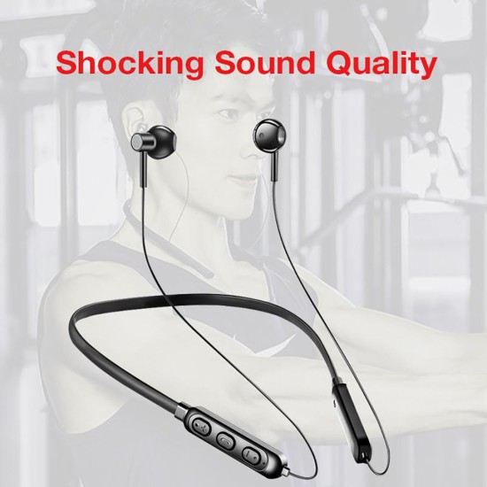 Bluetooth 5.0 Wireless Headset Hanging Neck Running Sports Earbud Noise Reduction Binaural Earphone A10 Red