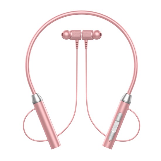 Bluetooth 5.2 Wireless Earphones In-ear Noise Reduction Headset Hanging Neck Ergonomic Sports Headphones Pink