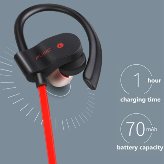 Bluetooth-compatible 4.1 Wireless Earphones In-ear Stereo Dual Earbuds Sports Headphones bright red