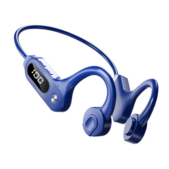 Bone Conduction Bluetooth Earphone Lightweight Wireless Hanging Ear Sports Headset V30 Blue