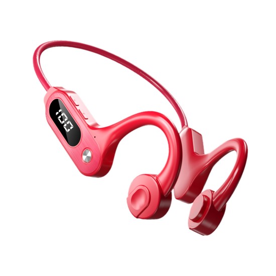 Bone Conduction Bluetooth Earphone Lightweight Wireless Hanging Ear Sports Headset V30 Red