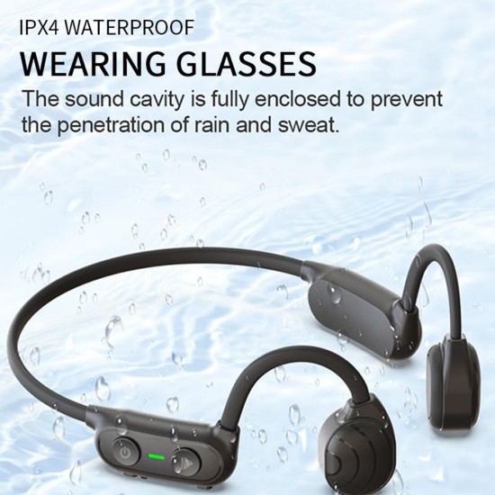 Bone Conduction Headphones Wireless Ear-mounted Ip56 Waterproof Sports Bluetooth-compatible 5.0  Headset Streamlined Sinking Earhook With Alloy black