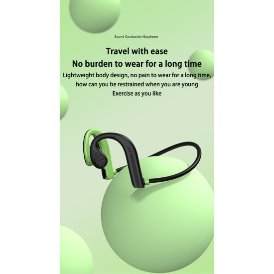 Bone Conduction Headset Bluetooth 5.2 Waterproof Sweatproof Stereo Wireless Sports Earphone W10 Black Green