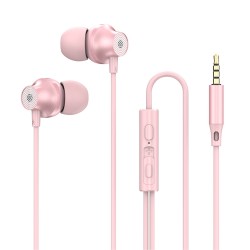 Copper Driver Hifi Sports Headphones 3.5mm In-ear Earphone Ergonomic Bass Music Earbuds Pink