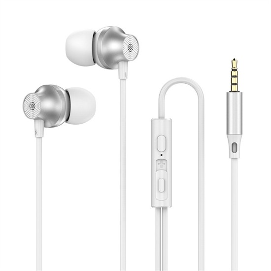 Copper Driver Hifi Sports Headphones 3.5mm In-ear Earphone Ergonomic Bass Music Earbuds White