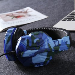 Earphone Gaming Headset Camouflage Headphones with Microphone for PC Laptop Camouflage Blue PC Edition