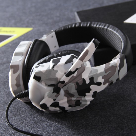 Earphone Gaming Headset Camouflage Headphones with Microphone for PC Laptop Camouflage Blue PC Edition