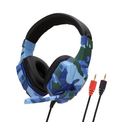 Earphone Gaming Headset Camouflage Headphones with Microphone for PC Laptop Camouflage Blue PC Edition