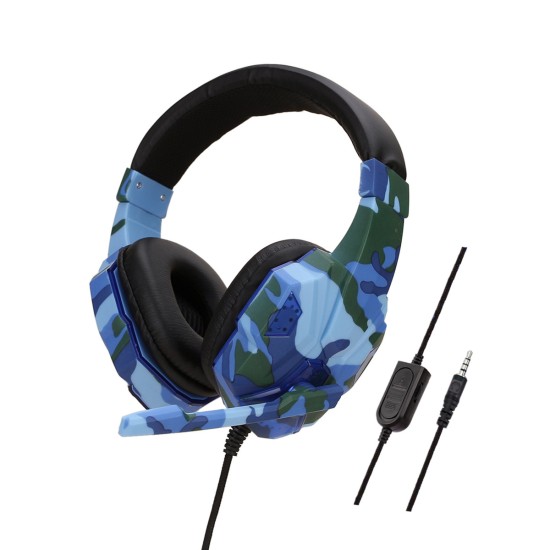 Earphone Gaming Headset Camouflage Headphones with Microphone for PC Laptop Camouflage Blue PS4 Edition