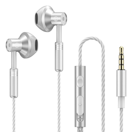 Excellent Sound Quality Wired  Earphones Low-latency Noise Cancelling Ergonomic Design In-ear Stereo Earplugs With Microphone grey