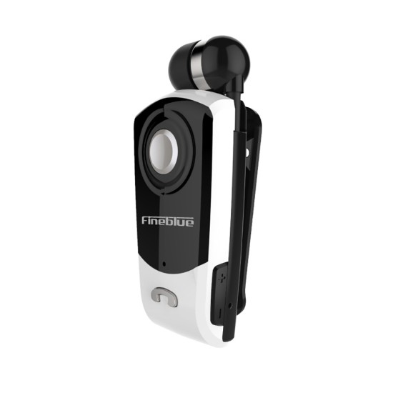 F960 Smart Bluetooth Headset 1-to-2 Telescopic Wireless Clip-on Earphone Handsfree Earbuds Black and White