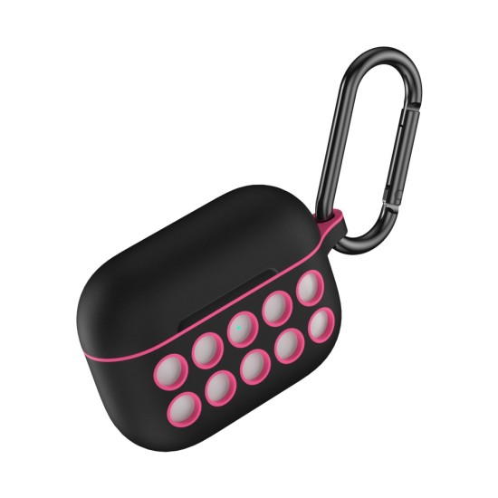 For Airpods 3/ AirPods Pro Earphone Case Protective Silicone Cover Excellent Anti-Fall Shockproof Portable Shell for Women Girls Men  Black pink hole