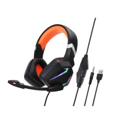 G20 Dynamic Rgb Dual Streamer Wired  Headset Noise Reduction Microphone Stereo Ergonomic Head-mounted Gaming Computer Earphone Black orange